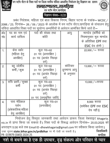 Bihar Samaharnalay Vacancy 2025 Notification