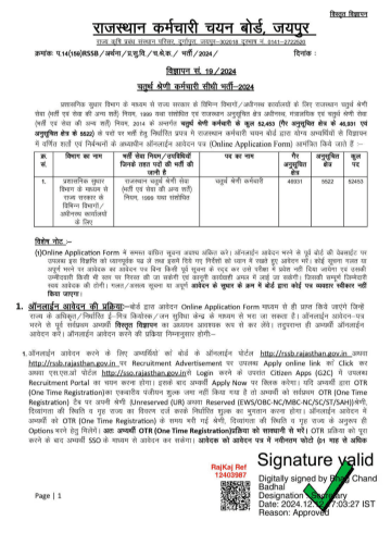 Rajasthan Group D Vacancy 2025 Notification