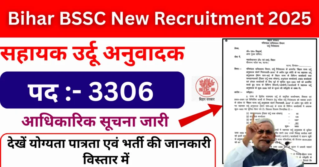 BSSC Assistant Urdu Translator Vacancy 2025 Notification