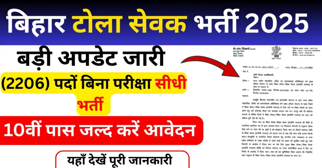 Bihar Tola Sevak Bharti 2025