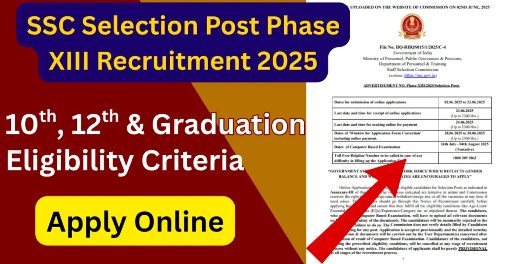 SSC Selection Post Phase 13 Notification 2025 Apply Online